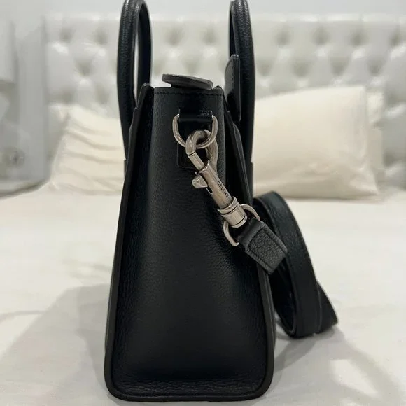 CELINE Drummed Calfskin Nano Luggage Black Bag - Picture 4 of 15